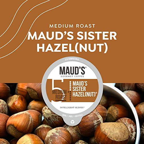 Maud's Sweet Hazelnut Coffee (Sister Hazelnut), 100Ct. Solar Energy Produced Recyclable Single Serve Sweet Hazelnut Flavored Coffee Pods – 100% Arabica Coffee California Roasted, Kcup Compatible #TOP4