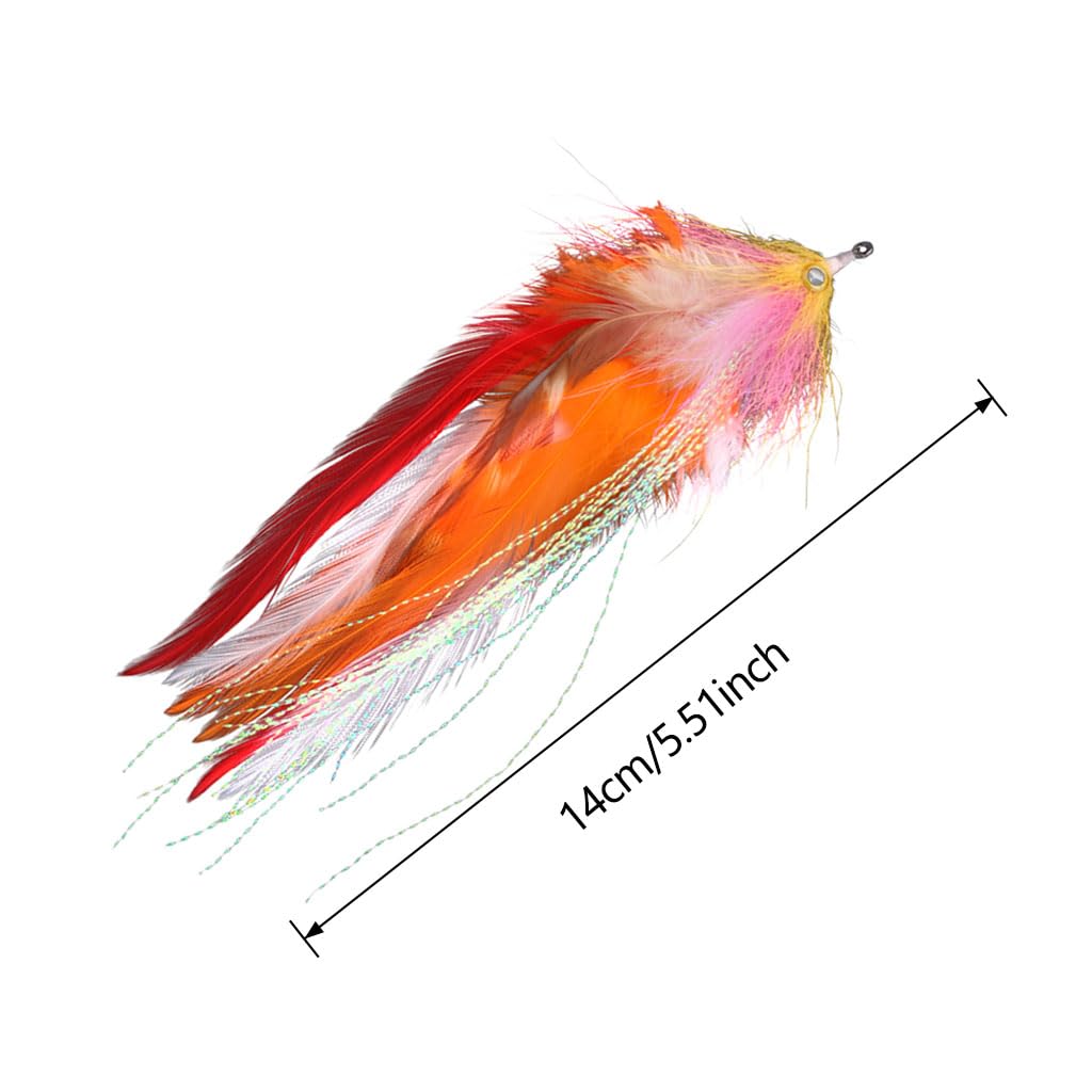 Sharplace 14cm Fliegenfischen Köder, Carbon Haken Fry Lachs Forelle Meer Barsch Steelhead Elritze Hecht Fliegenfischen Fliegen, Top Water Angelköder für Süßwasser, Salzwasser, Angeln Zubehör