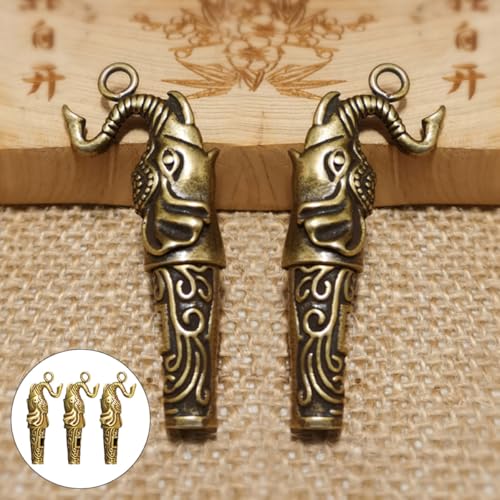 3 piezas silbato elefante de cobre con llavero miniatura 7