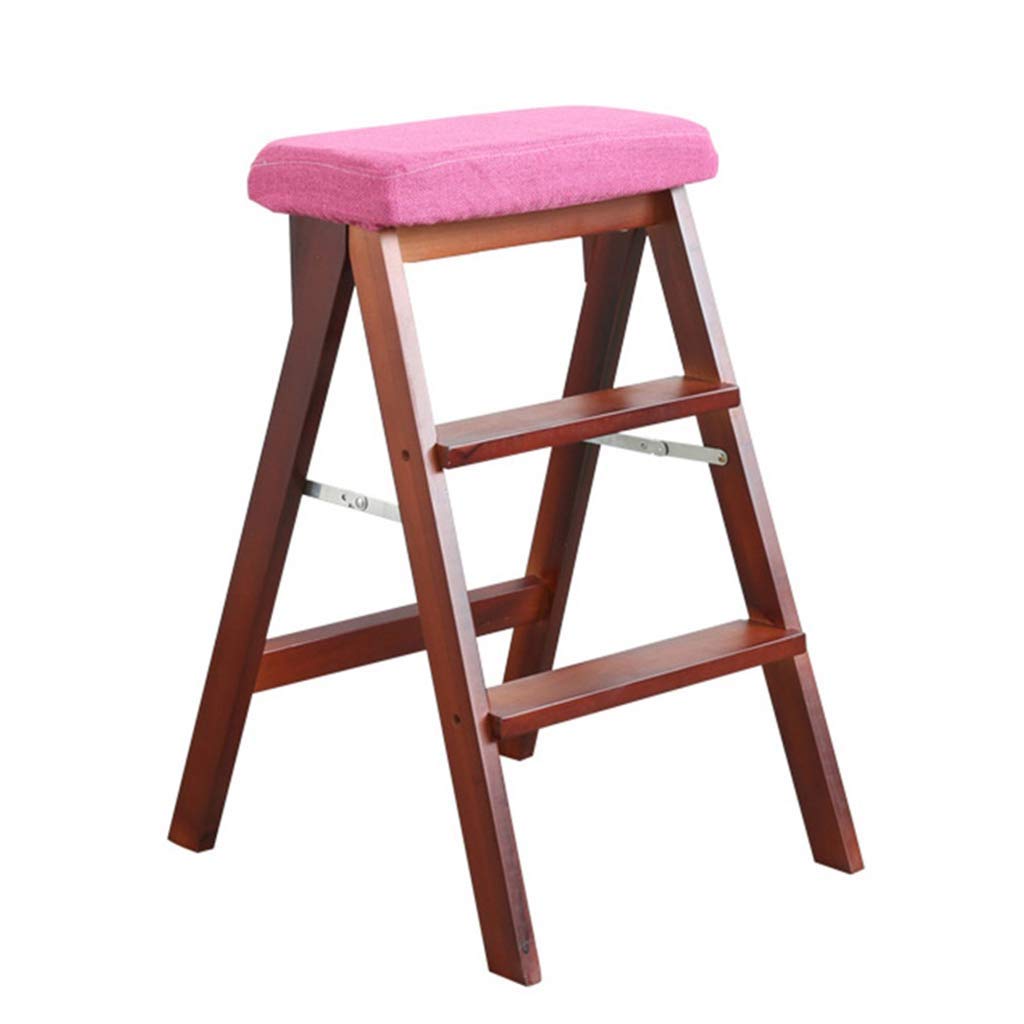 Escabeau pliant polyvalent rouge pour bibliothèque et cuisine moderne