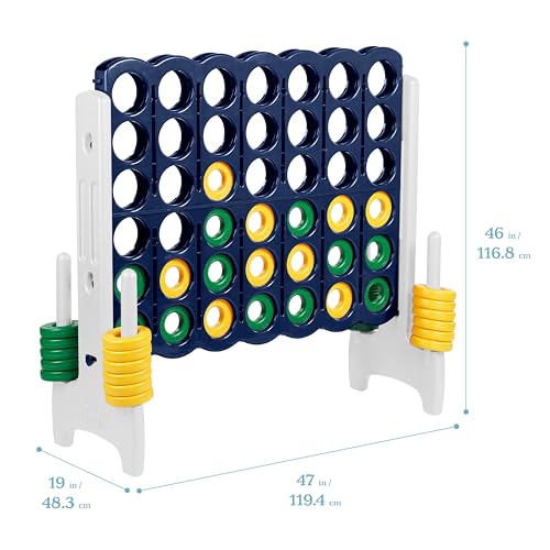 Image of ECR4Kids Jumbo 4-to-Score Giant Game with 42 Rings and Reset Sliders, Kids Games, Blue /Gold
