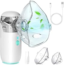 3JG Nebulizer for Baby Kids Adults, Portable Nebulizer for Adults and Children, Quiet with 2 Masks and Nozzle, Inhaler with Handle for Home and Travel Use, with USB Cable