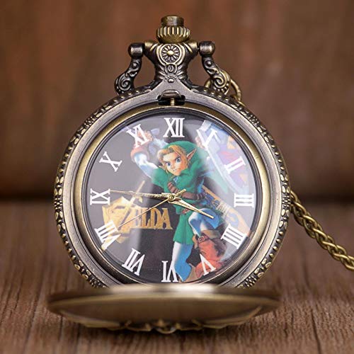 Akopiuto Game The Legend Of Zelda Sword Bronze Quartz Pocket Watch Analog Pendant Necklace Men Womens Watches Chain Gift #TOP2