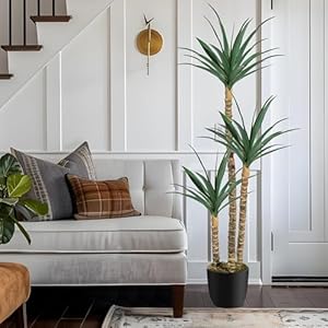6FT Artificial Tree Faux Agave Plant Indoor, Tall Faux Plant with 3 Heads in Potted Silk Fake Tree for Home Living Rome Office Decor Housewarming Gifts 6FT Artificial Tree Faux Agave Plant Indoor Tall Faux Plant with 3 Heads in Potted Silk Fake Tree for Home Living Rome Office Decor Housewarming Gifts