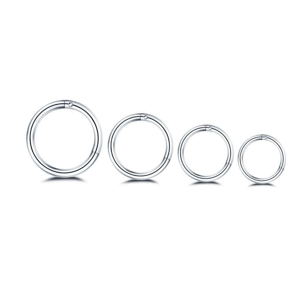 NewZenro4Pcs Surgical Stainless Steel Gold 16G Sleeper Cartilage Tiny Hoop Earrings Septum Hinged Clicker Nose Ring Helix Tragus Piercings 6mm 8mm 10mm 12mm Set
