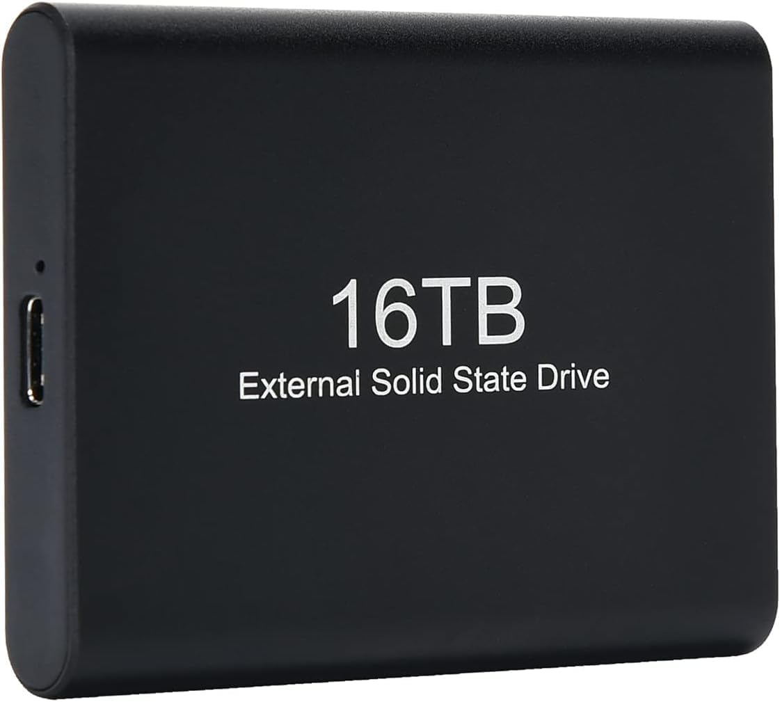 16TB Portable SSD External Hard Drive – USB 3.1 High-Speed Solid State Drive with USB-C to A Cable – Reliable Storage Solution for Windows PCs & Laptops – Ideal for Backup, Files & Media