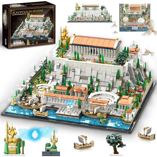 SpblastB Architecture Acropolis of Athens Building Blocks Set, 1988 Pieces Landmark Collection City Building Kit, Display Model Kit and Home Decor Gift Idea for Adults
