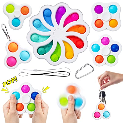 shinyis Simple Dimple Packs ,Spinner Fidget Toy Packs, Flower Fidget Pop Toy Mini Spinners Pop Bubble Toy Sensory Relieves Stress Anxiety Autism for Kids Adults
