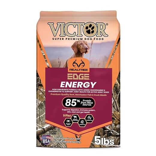 VICTOR Super Premium Dog Food – Realtree Edge Energy Dry Food for Highly Active Dogs – 28% Protein, 22% Fat – Gluten Free Kibble with Glucosamine and Chondroitin for Hip and Joint Health, 5 lb
