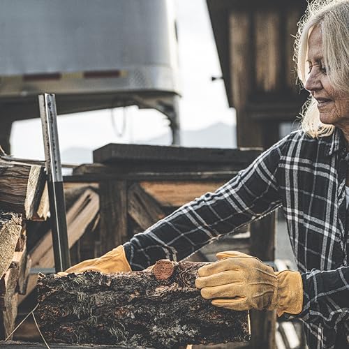 Wells Lamont Luvas de trabalho de couro femininas, luvas de jardinagem de couro durável, médio (1124