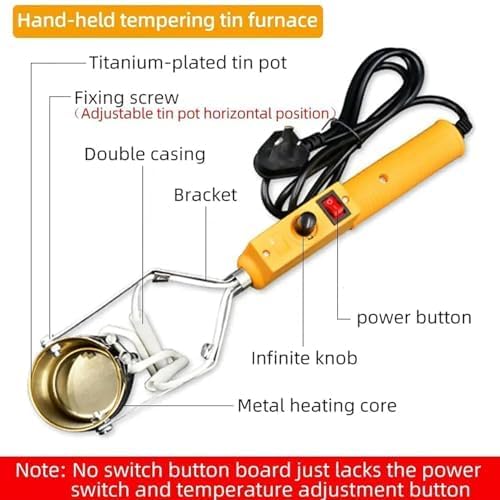 Crisol de Plomo de Mano, crisoles de 380 W para fundir Metal, crisol eléctrico para Plomo, Ajuste de 200-450 ℃, fusión en 10 Minutos, Capacidad de 1100 g, crisol de Plomo para moldes de Peso