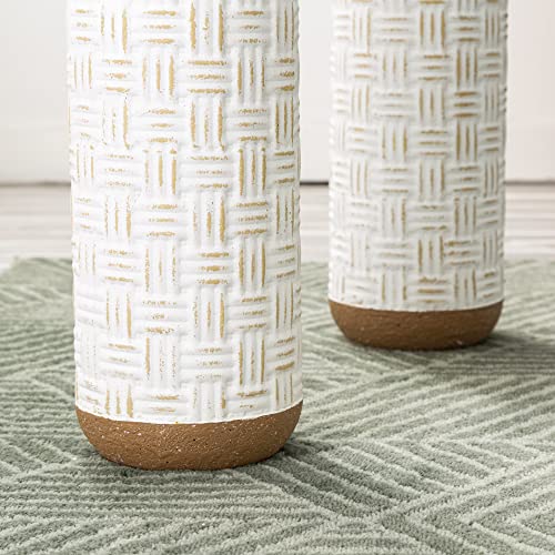 Floor Vase For Decor Set Of 3 Tall Terra Cotta Texture Metal Flower Vase For Dried Artificial Flower Large Farmhouse Metal Vase For Centerpiece, Table, Kitchen, Living Room #TOP4