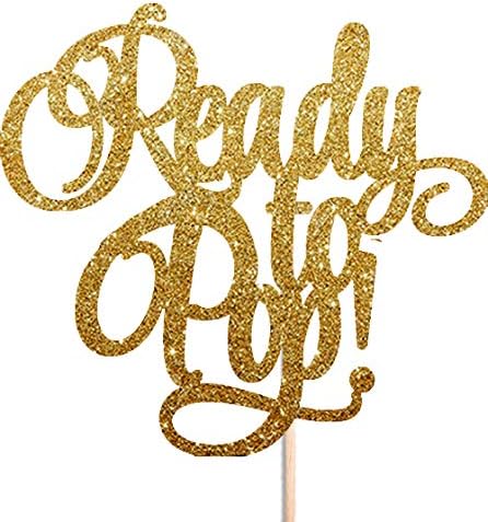 Ready to POP Gold Glitter Cake Topper Baby Shower New Party Boy Girl Welcome Home