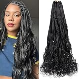 Leeven Boho French Curl Crochet Braids 18 Inch 8 Packs Black Pre Looped Curly Crochet Hair Long Goddess Box Braids Loose Wave Synthetic Hair Extensions for Women Girl