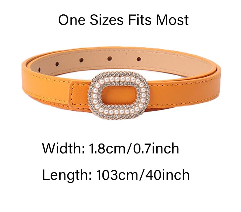 COTIM COYIN Women's Elegant Pearl Rhinestone Buckle Skinny Leather Adjustable Belt for Jeans Dresses Pants4