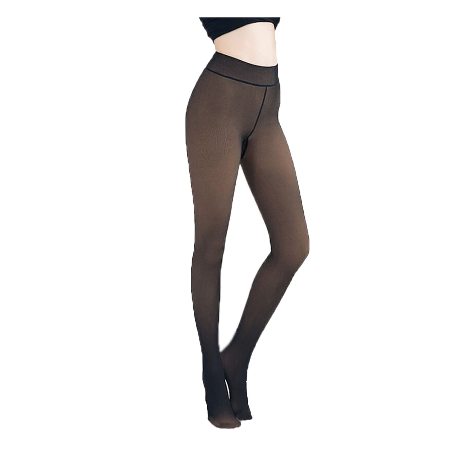Wolecc Fleece Lined Tights Women Translucent Fleece Pantyhose Winter