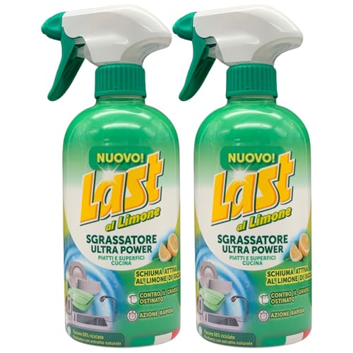 Sgrassatore Spray Schiuma Attiva ULTRA POWER Limone Per Piatti e Superfici Della Cucina. Contro Il Grasso Ostinato, Ad Azione Rapida 435ml (2 Spray)