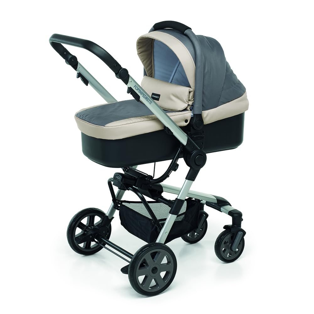 Foppapedretti Trio Supertres I-Size, Sistema Modulare Combinato per Bambini, Navicella Passeggino e Seggiolino Auto, Maniglione Regolabile, ECE R129, Silver