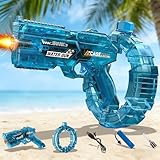 Elektrische Wasserpistole Kinder, Automatische Wasserspritzpistole mit LED-Lichtern, Wiederaufladbarer Batterie WasserPistolen für Sommer Strand Pool Wasserspaß Spielzeug (Blau)