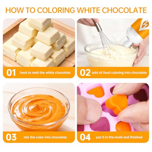 Image of Orange Oil Based Food Coloring for Chocolate - Herbeklab 100ml Professional Concentrated Oil Food Dye for Candy Melts, Chocolate, Cake Pops, Strawberries & Baking