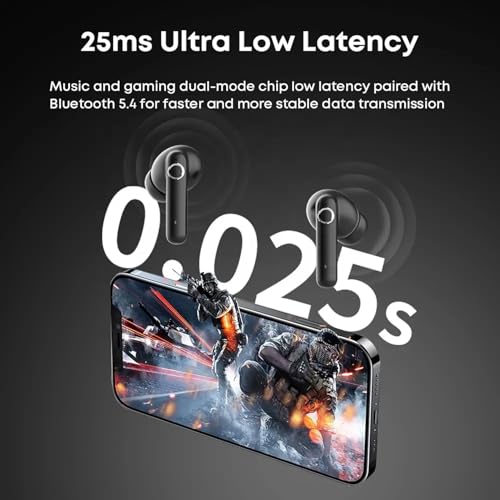 Image of iFAST True Wireless Stereo in-Ear ANC Earbuds | Bluetooth 5.4 TWS | Low Latency Gaming | Type-C Fast Charging | Up to 3 Hours Playback per Charge, 24 Hours Total Playtime with Charging Case | Black