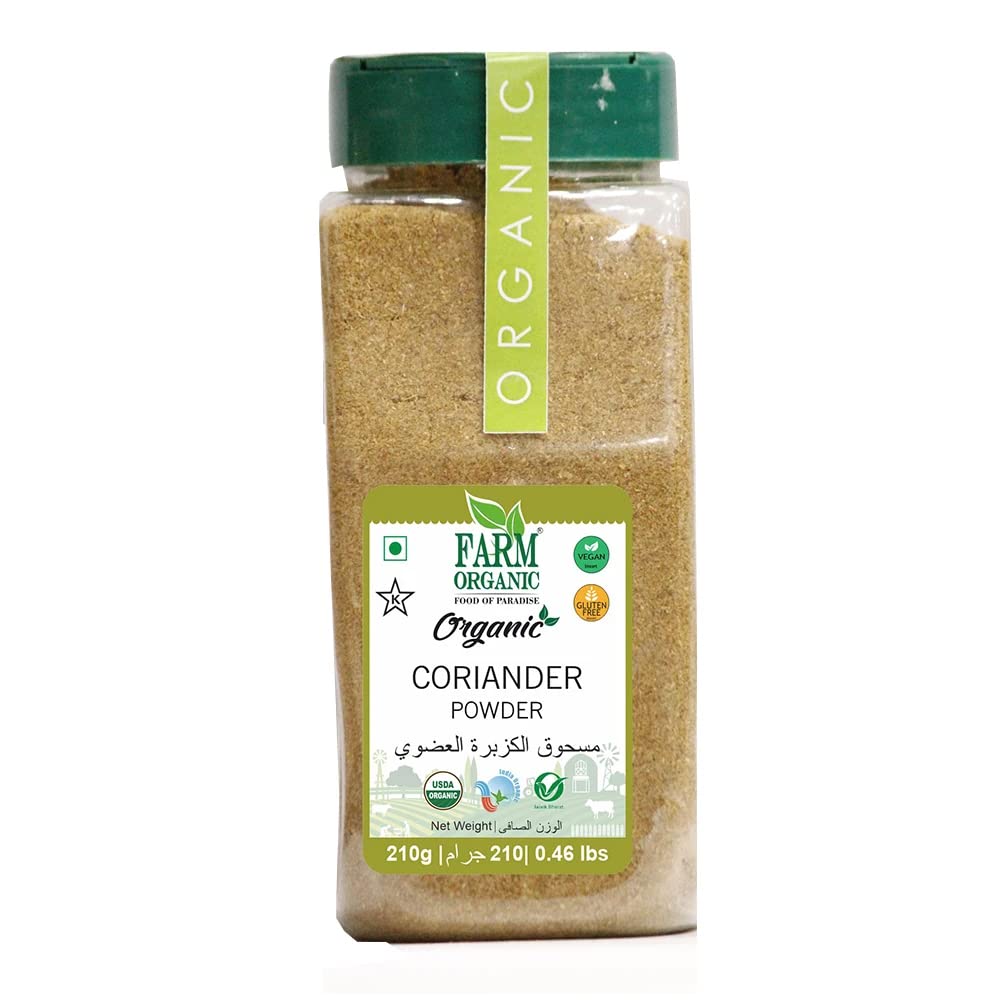 Farm Organic Coriander Powder 210g ,Vegan , Non-GMO , Gluten Free , Halal