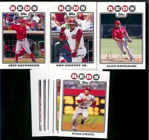 2008 Topps Cincinnati Reds Series 1&2 Baseball Cards Complete Team Set of 21 cards including Ken Griffey Jr, Edinson Volquez, Johnny Cueto, Joey Votto and more