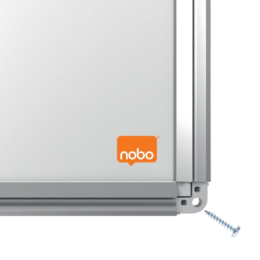 Nobo Tablica magnetyczna ze stali, 1800 x 1200 mm, listwa aluminiowa, montaż narożny, z długopisem do tablicy, Premium Plus, biała, 1915161