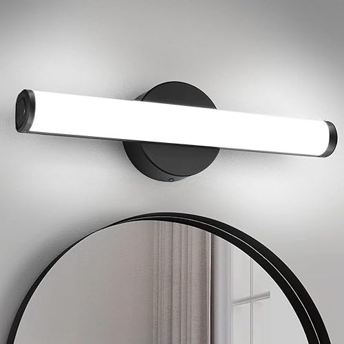 Chilvane Lámpara de tocador de baño, aplique de pared, lámparas nocturnas sobre espejo, 15 W, 5000 K, luz LED negra, barra de luz de pared de 15.9