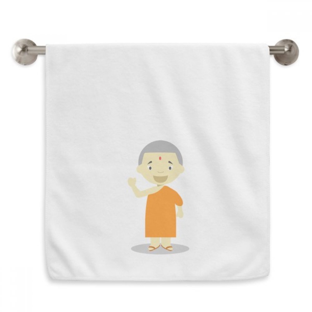 Serviette robe orange monk n&eacute;pal cartoon essuie-mains blanc 13x29