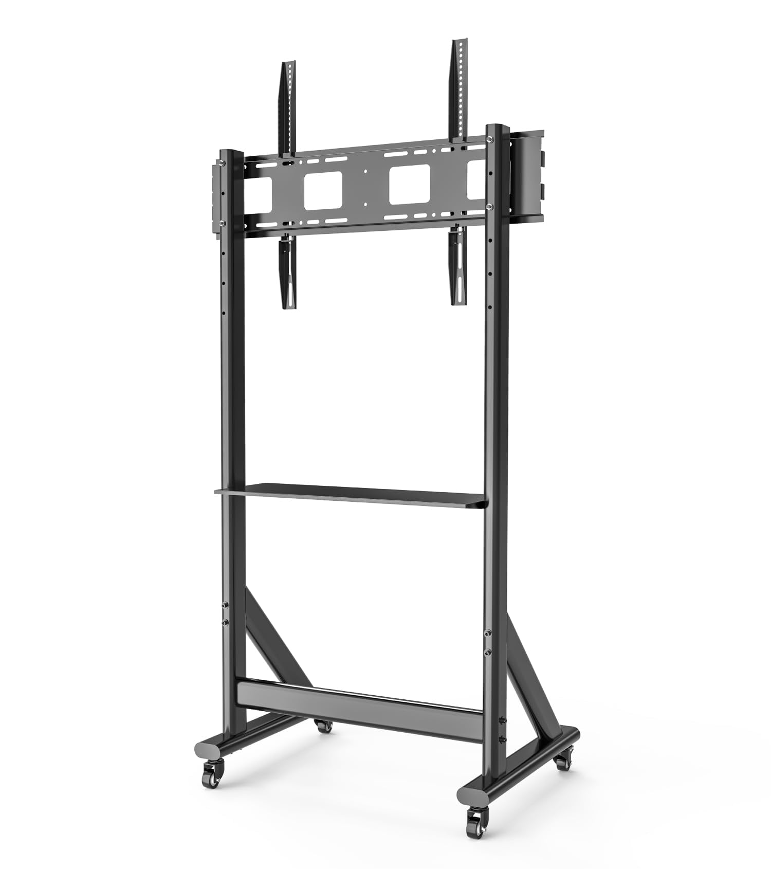Techly 368741 Supporto da Pavimento TV LCD/LED 55-100" Altezza Regolabile con Mensola Nero