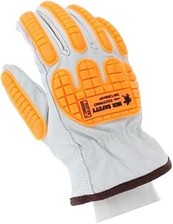 M DIAMOND M Glove Cut Resistant Work Gloves Grain Goatskin Leather, Liner Orange TPR Back Hand Protection, Keystone Thumb, Size 2x-Large (Pack of 12)