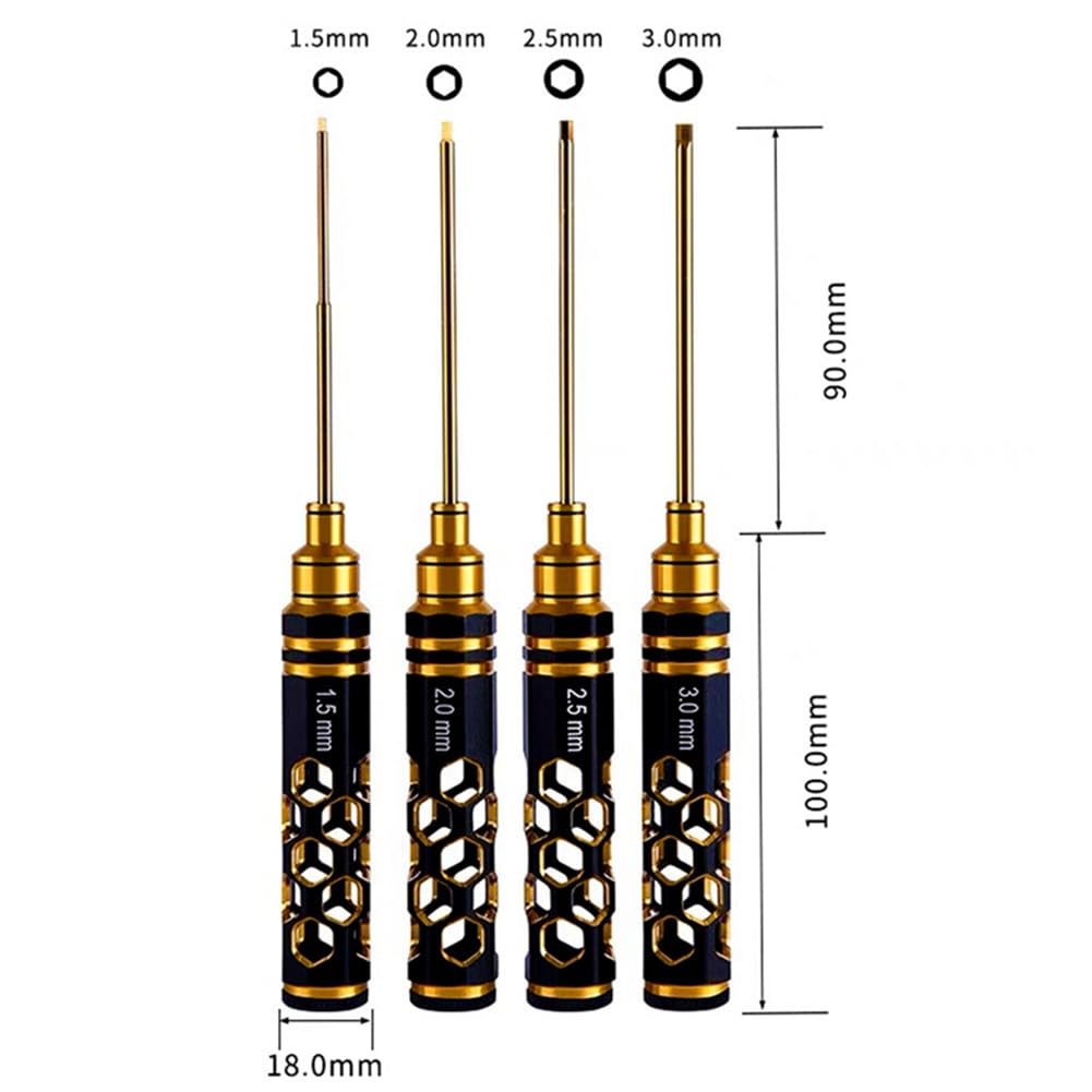 4 PCS Outil de Réparation de Modèle de Voiture RC et de Modèle D'Avion Comme Indiqué Kit D'Outils de Voiture Rc en Métal Lame Plaquée Titane 1,5 2,0 2,5 3,0 mm de Tournevis Hexagonaux