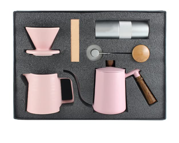 手挽き コーヒーミル コーヒー用品 手動 コーヒーメーカー ポータブル ハンドコーヒーポットセット 手動グラインダー おしゃれ コーヒーセット ドリッパー コーヒーサーバー セット 携帯便利 収納ボックス付き 贈り物 プレゼント (B)