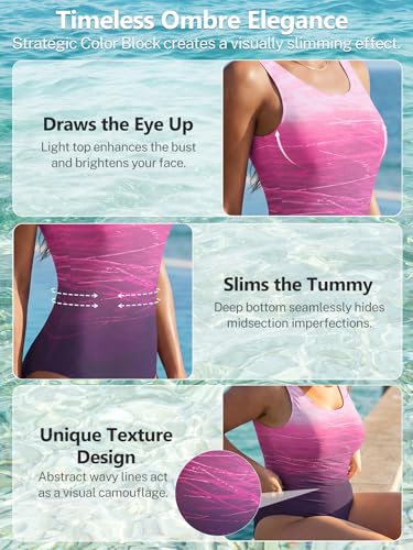 Image of One Piece Bathing Suit for Women Front Cross Athletic Tummy Control Swimsuits V Neck Slimming Swimwear