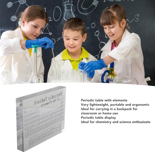 Image of Beufee Periodic Table with 103 Real Elements Inside, Clear Acrylic Real Chemical Elements Periodic Table for Classroom Teaching Tool