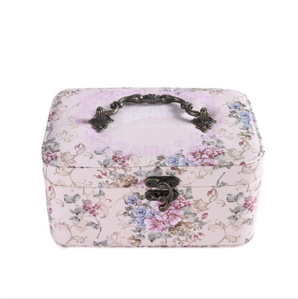 CVdrtyED Box For Women 2 Layer Leather Elegant Retro Travel Jewelry Organizer Storage Case Holder Women Jewellery(A)
