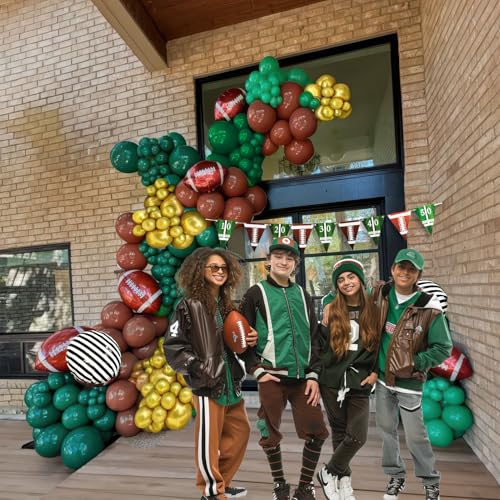 Football homecoming Balloon with Green White Gold Balloons with large star stripe Foil balloons and Football Banner for sport theme tailgate super league touch down birthday decorations - Image 3