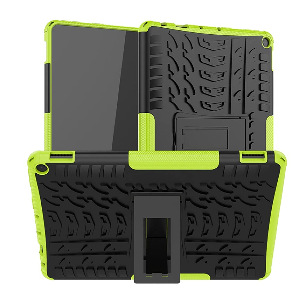 MaoMini for K i n d l e F i r e HD 10 Case/HD 10 Plus Case 11th Generation 2021 Release,Kickstand Heavy Duty Armor Defender Cover (Green-Black)