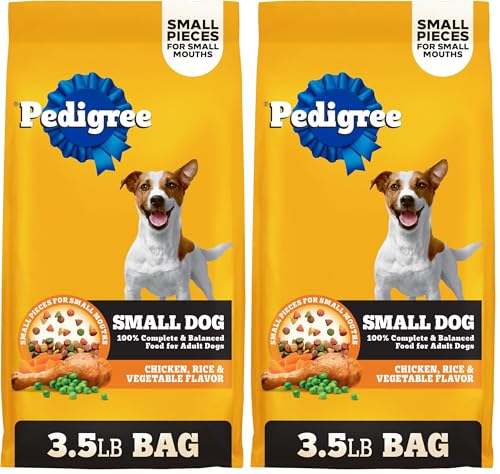 Image of Pedigree Small Dog Complete Nutrition Small Breed Adult Dry Dog Food Roasted Chicken, Rice & Vegetable Flavor Dog Kibble, 3.5 Pound (Pack of 2)