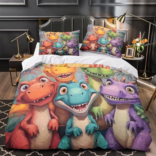 Linge de lit dinosaure 3D de qualité supérieure en microfibre résistante 260x220cm