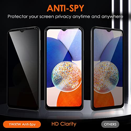 Image of YWXTW for Samsung Galaxy A14 5G Privacy Screen Protector, Upgraded Anti-Spy 9H Tempered Glass Screen Protector Compatible with Galaxy A14, 2-Pack
