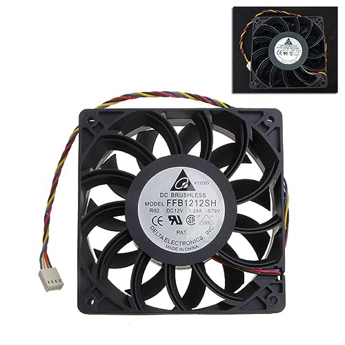 Riiichflowshop 120 mm 12 cm Ventilador de refrigeración de Alta Velocidad FFB1212SH 12025 12 V 4 Pines Inversor de Servidor de rodamientos para Caja Ventilador Axial Indust Plastic