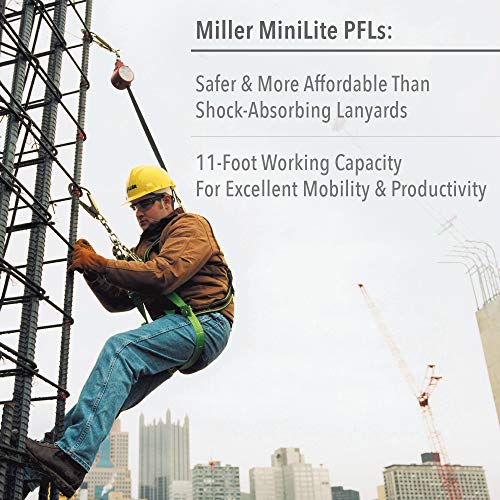 Image of Miller by Honeywell MiniLite 11-Foot Personal Fall Limiter with Snap Hook /Swivel Shackle & Snap Hook, 310 lb. Capacity (FL11-8-Z7 /11FT)