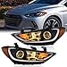 TODO Headlights Assembly Compatible with 2017 2018 Hyundai Elantra,w/o DRL Halogen Headlamps Replacement Driver and Passenger Side, HY2502206, HY2503206 (Not Fit Elantra GT Models)