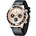 PAGANI DESIGN Montre à quartz, mouvement japonais, style sportif, en acier inoxydable, multifonction, étanche, pour homme, Or rose., sangle