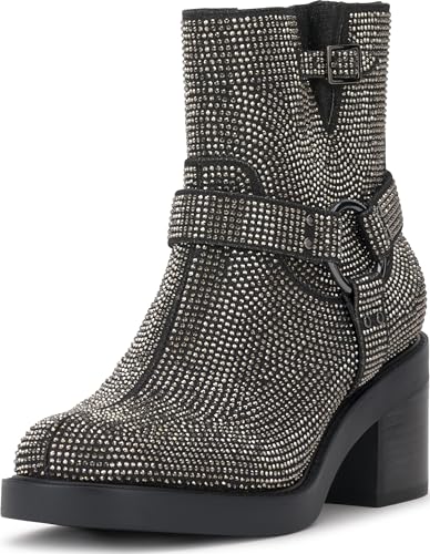 Botte de motard Jessica Simpson en similicuir noir avec détails boucles en 40