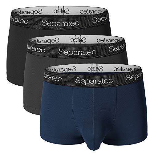 Separatec Men's Underwear Soft Micro Modal Comfort Fit Separate Pouch Trunks 3Pack