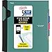 Five Star Spiral Notebook + Study App, 5 Subject, College Ruled Paper, Advance Notebook with Spiral Guard, Movable Tabbed Dividers and Expanding Pockets, 8-1/2" x 11", 200 Sheets, Green (73148)