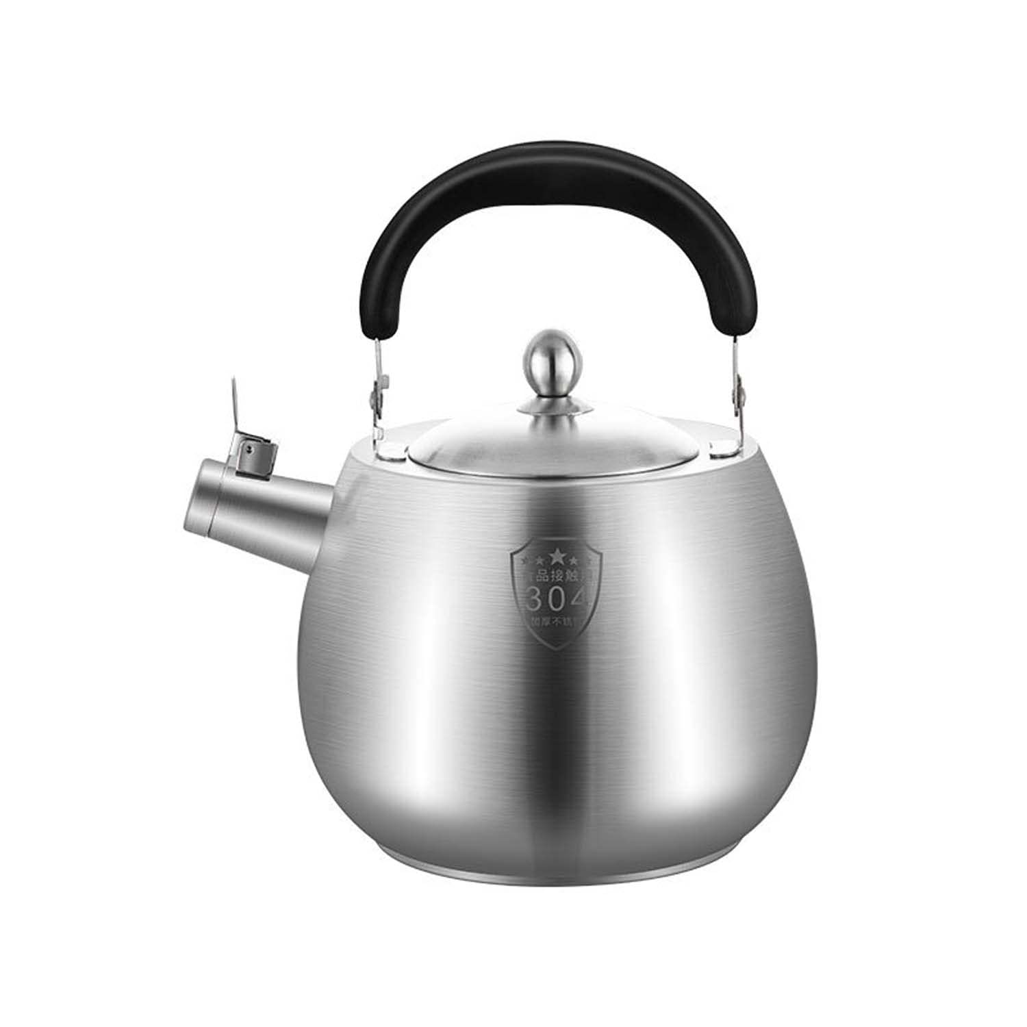 Tetera silbante de acero inoxidable, hervidor saludable para estufa, compatible con inducción/gas, hervidor de agua portátil con mango de 2.5 cuartos de galón de capacidad para uso doméstico y